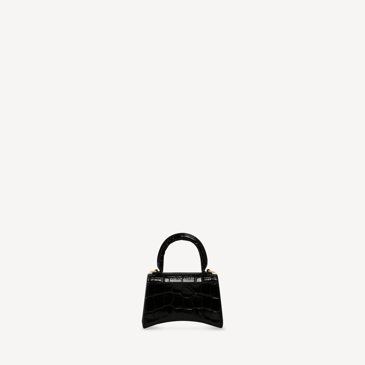 Hourglass Mini Handbag With Chain Crocodile Embossed - Black