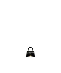 HOURGLASS / Hourglass Mini Handbag With Chain Crocodile Embossed - Black