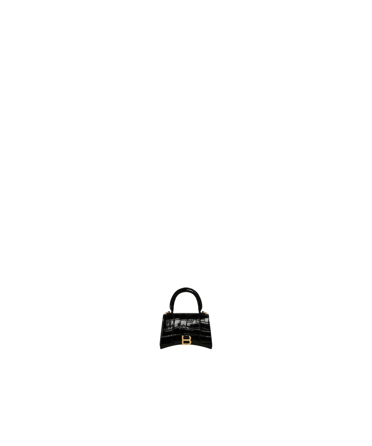 HOURGLASS / Hourglass Mini Handbag With Chain Crocodile Embossed - Black
