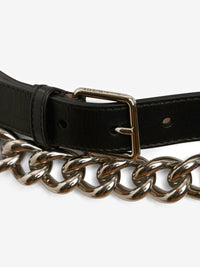 Black Double Belt with Chain - Black