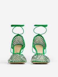 Sparkle Stretch Lace-Up parakeet 90mm Sandals - Parakeet
