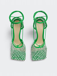 Sparkle Stretch Lace-Up parakeet 90mm Sandals - Parakeet