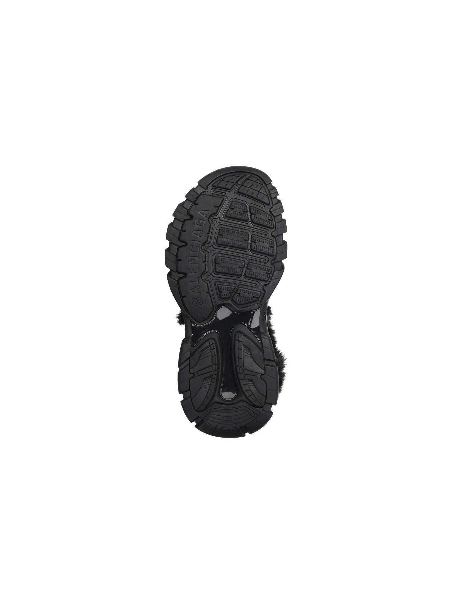 Track Fake Fur black Sandals - Black
