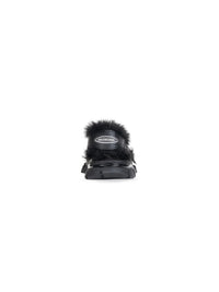 Track Fake Fur black Sandals - Black