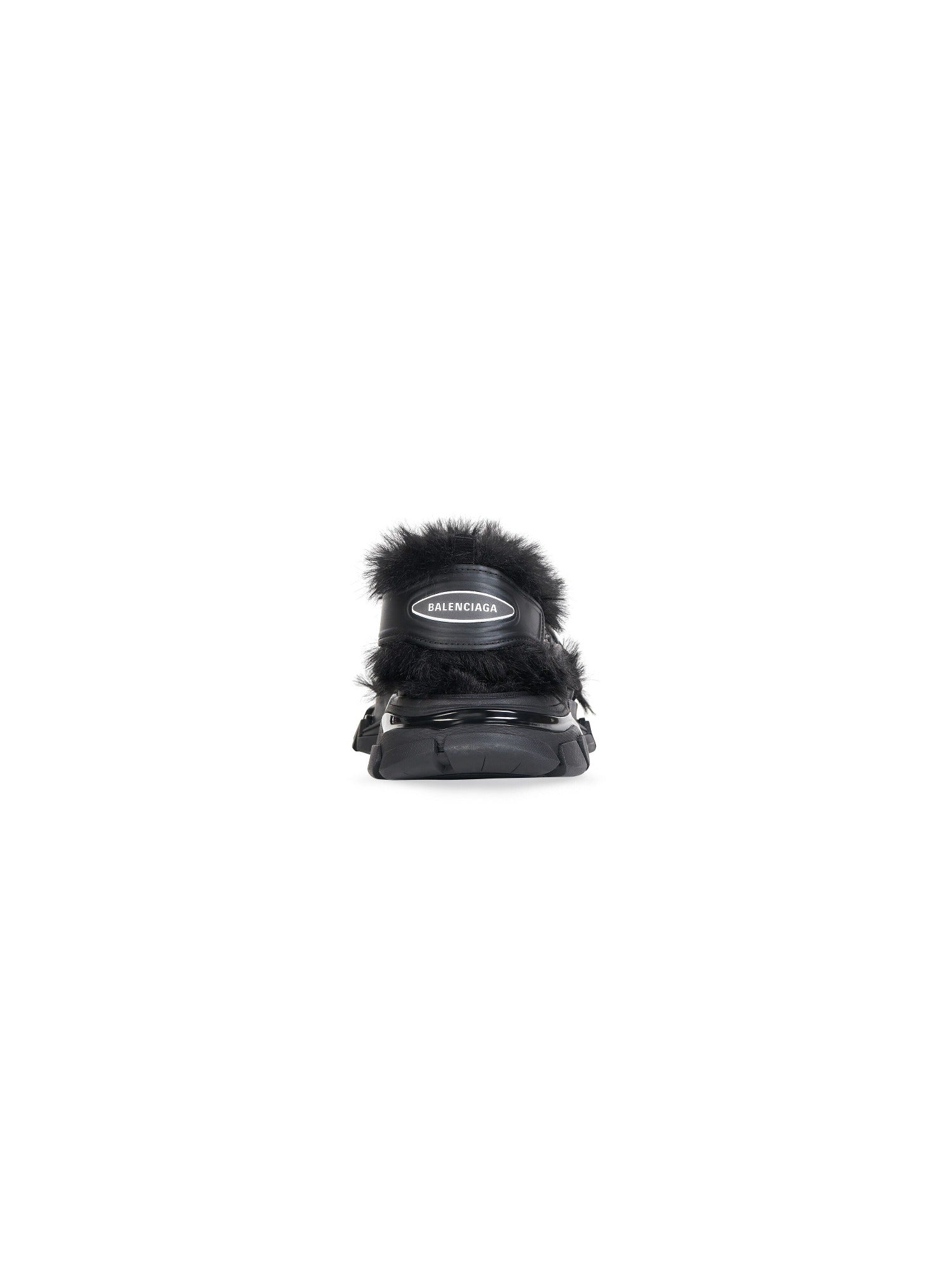 Track Fake Fur black Sandals - Black