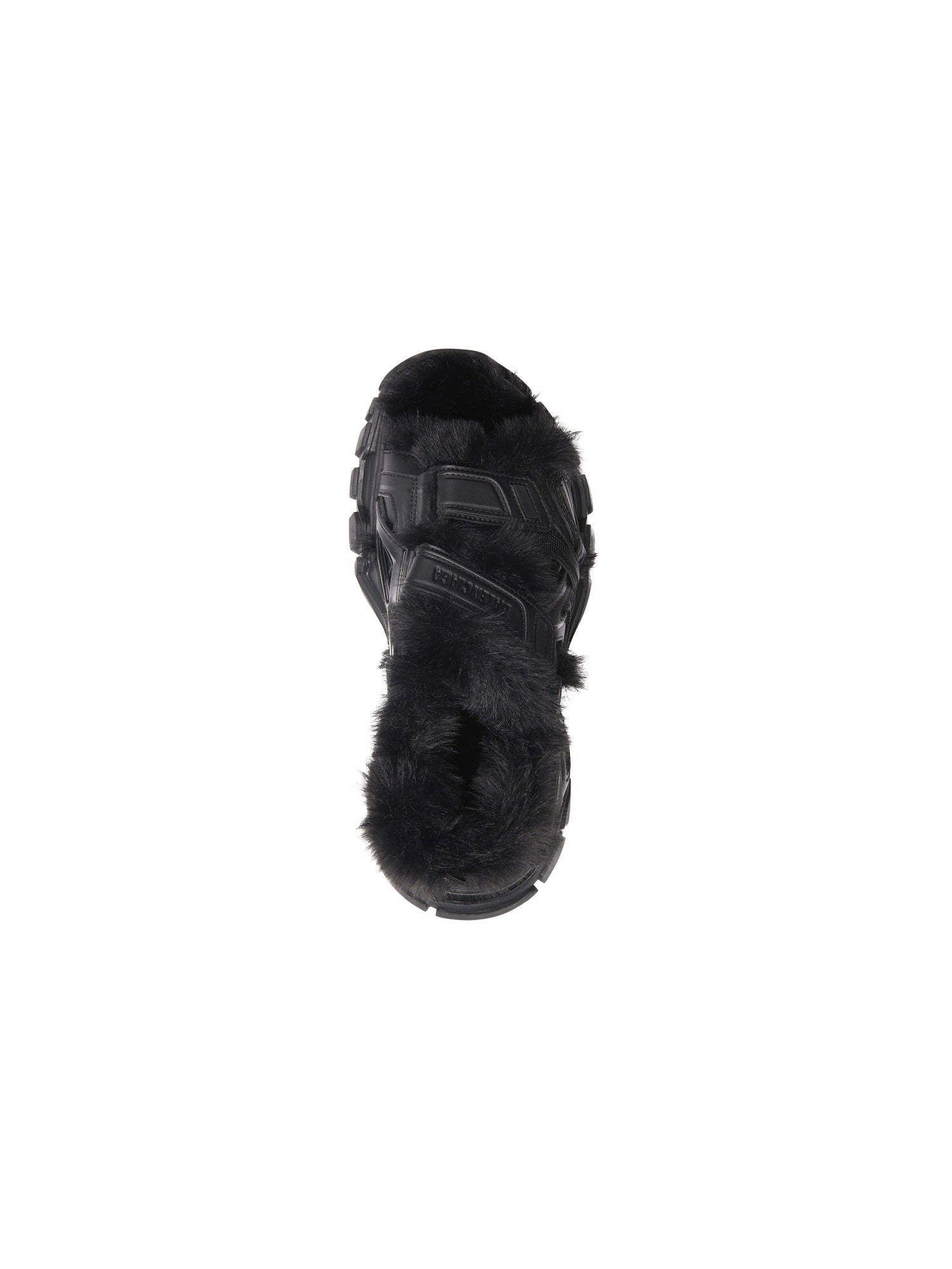 Track Fake Fur black Sandals - Black
