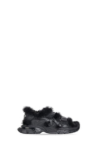 Track Fake Fur black Sandals - Black