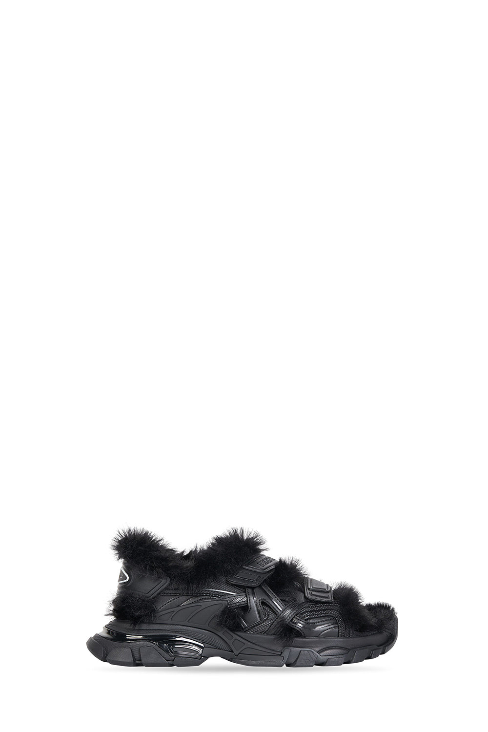 Track Fake Fur black Sandals - Black