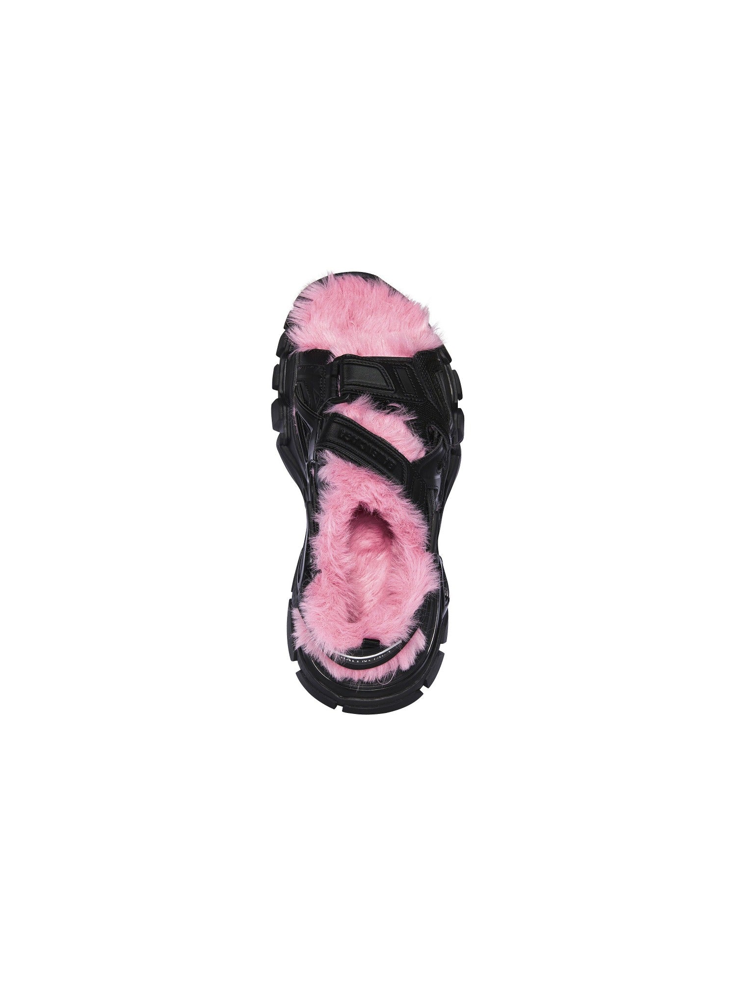 Track Fake Fur black & pink Sandals - Black & Pink