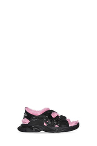Track Fake Fur black & pink Sandals - Black & Pink