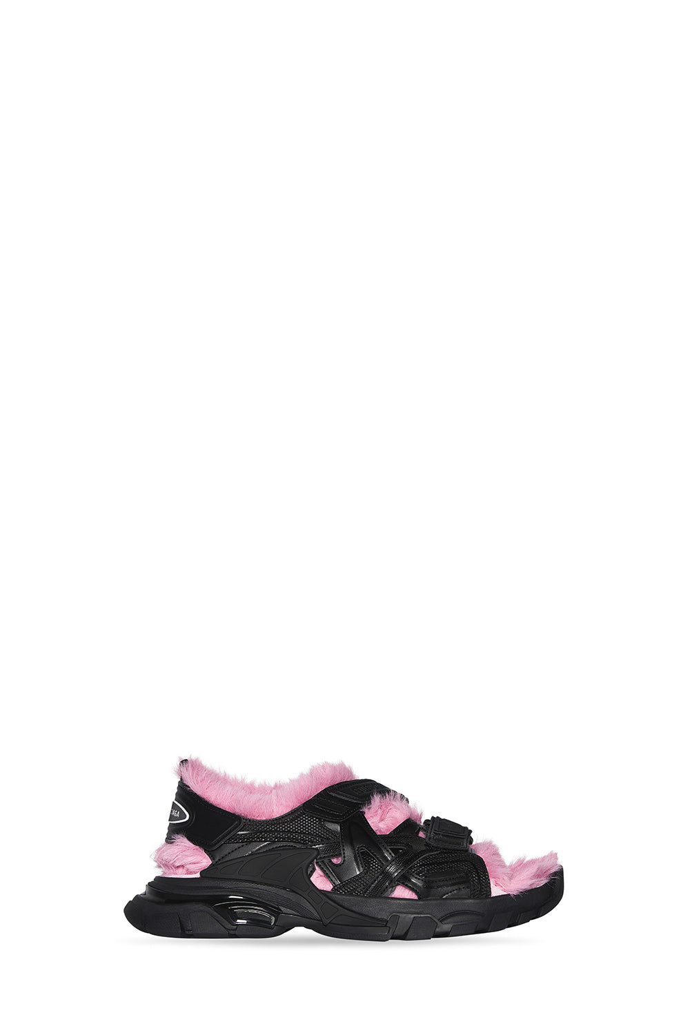 Track Fake Fur black & pink Sandals - Black & Pink