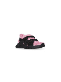 Track Fake Fur black & pink Sandals - Black & Pink