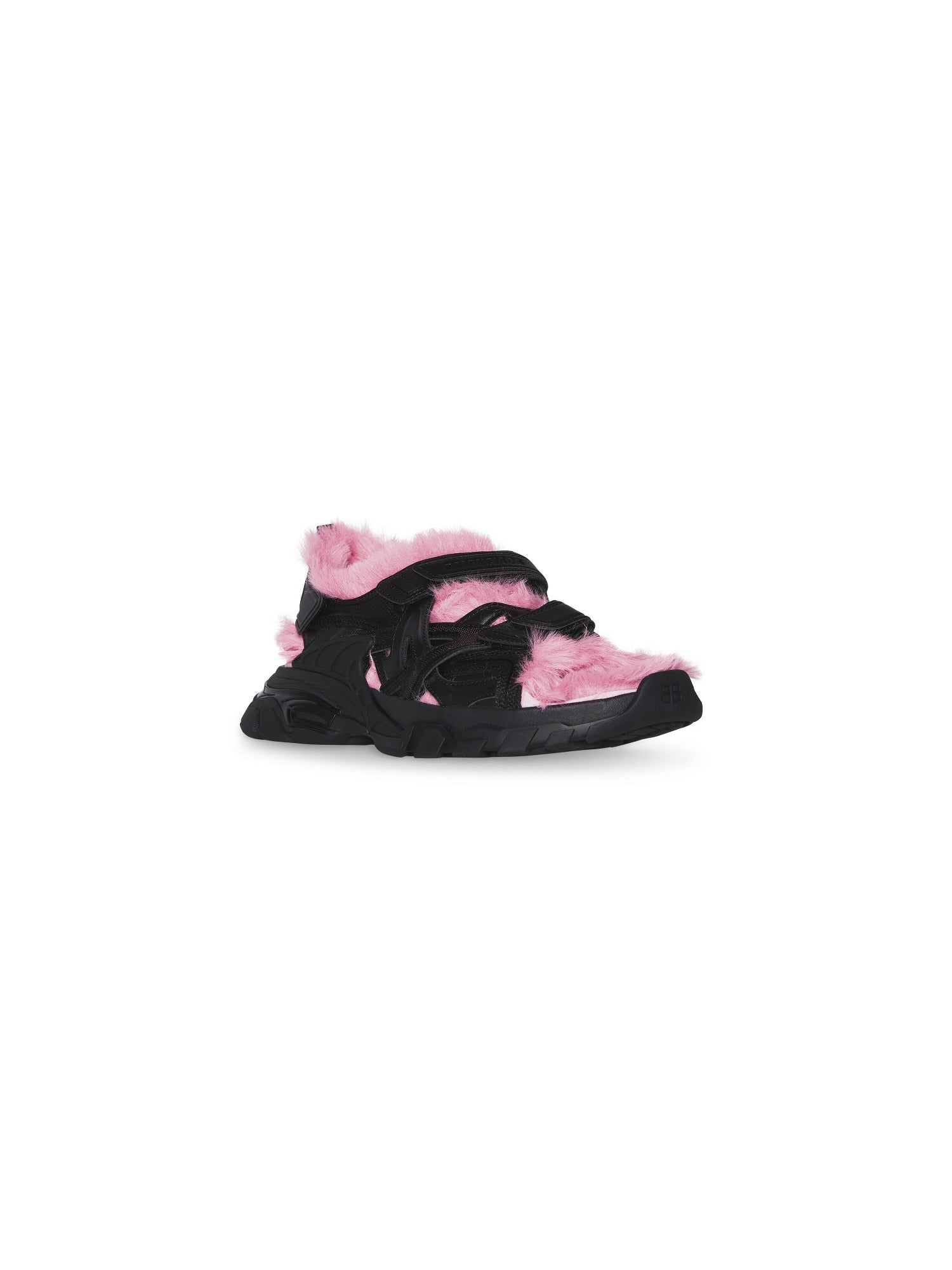 Track Fake Fur black & pink Sandals - Black & Pink
