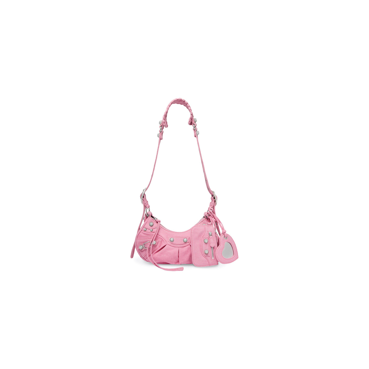 Le Cagole XS Shoulder Bag Denim With Rhinestones - Pink
