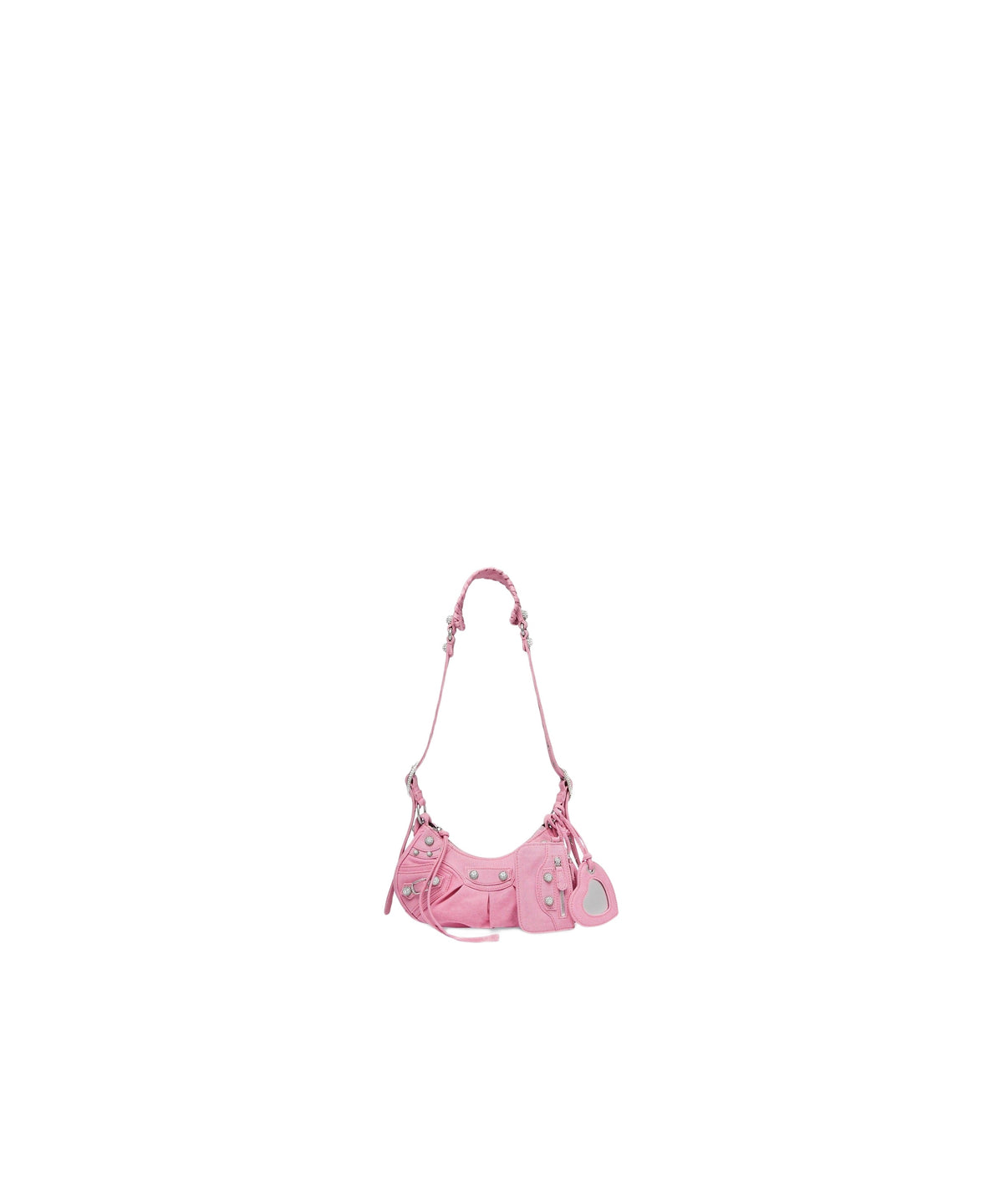 CAGOLE / Le Cagole XS Shoulder Bag Denim With Rhinestones - Pink