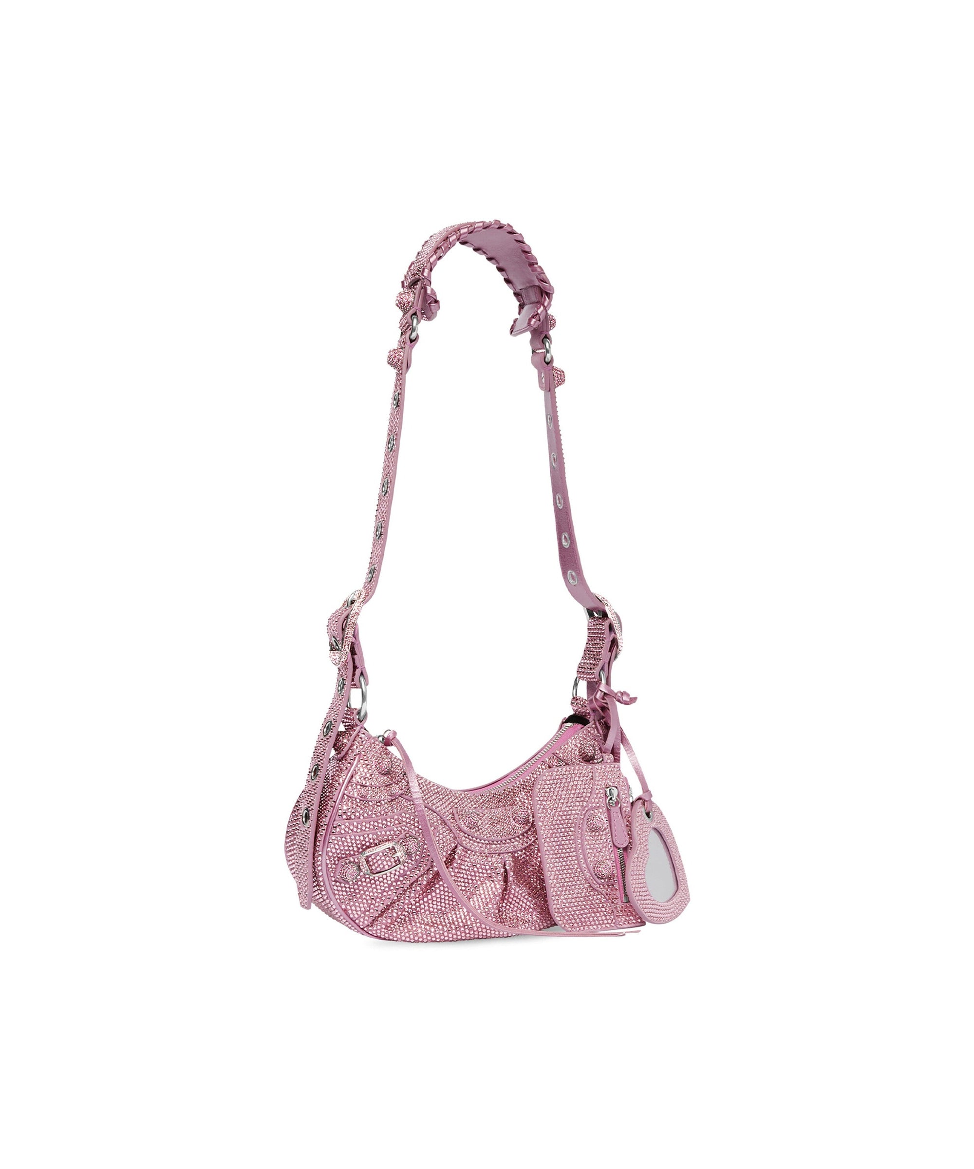 Le Cagole Shoulder Bag XS With Rhinestones - Pink
