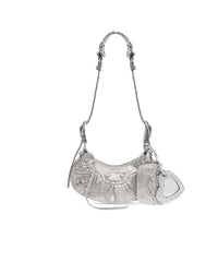 Le Cagole Shoulder Bag XS With Rhinestones - Smoke Grey