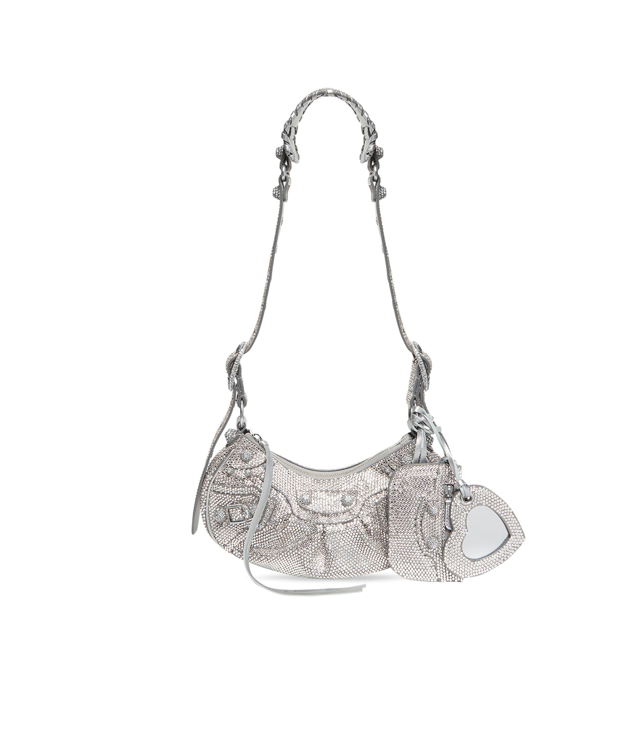 Le Cagole Shoulder Bag XS With Rhinestones - Smoke Grey