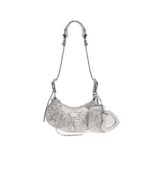 Le Cagole Shoulder Bag XS With Rhinestones - Smoke Grey