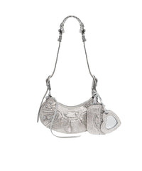 Le Cagole Shoulder Bag XS With Rhinestones - Smoke Grey