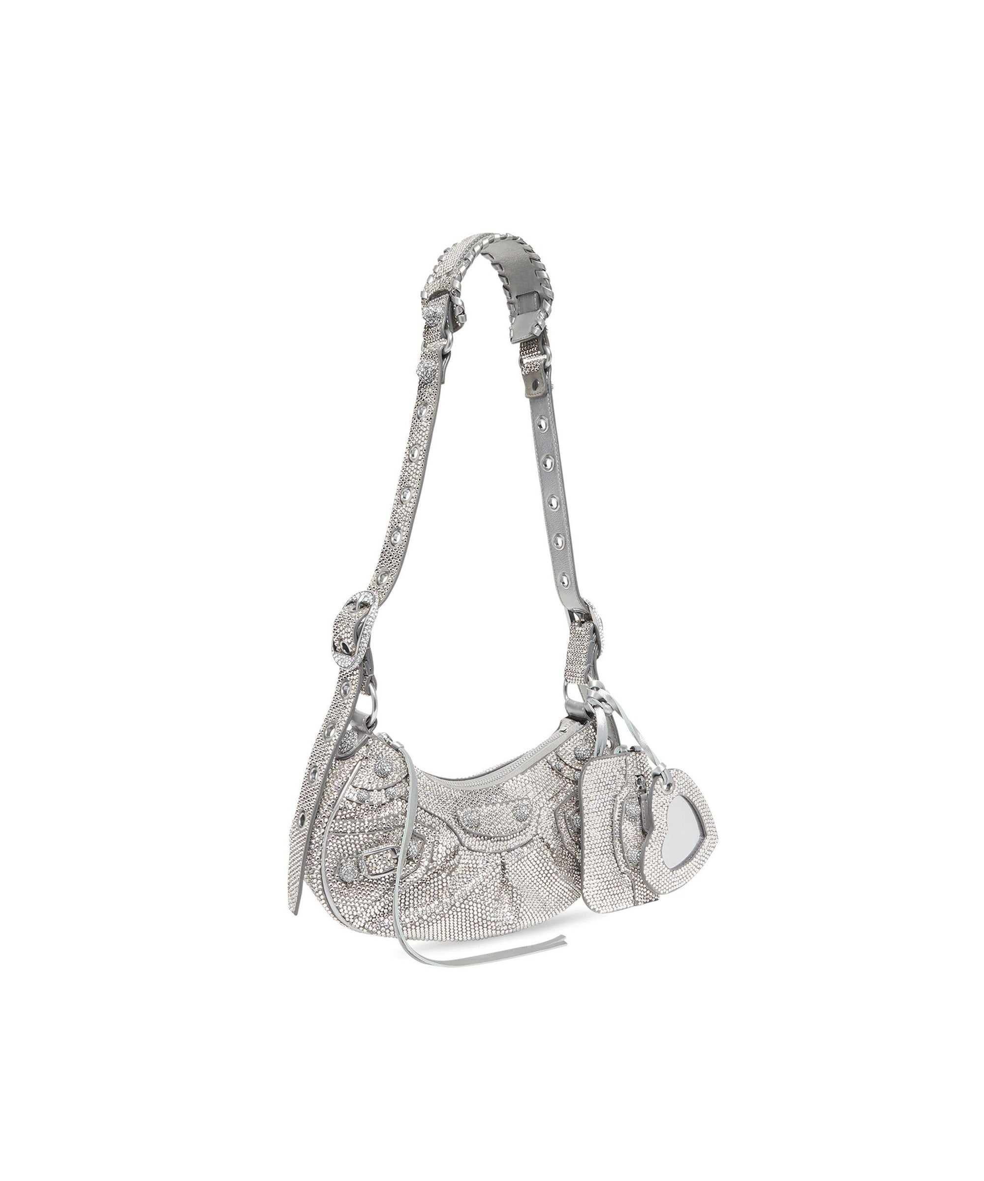 Le Cagole Shoulder Bag XS With Rhinestones - Smoke Grey