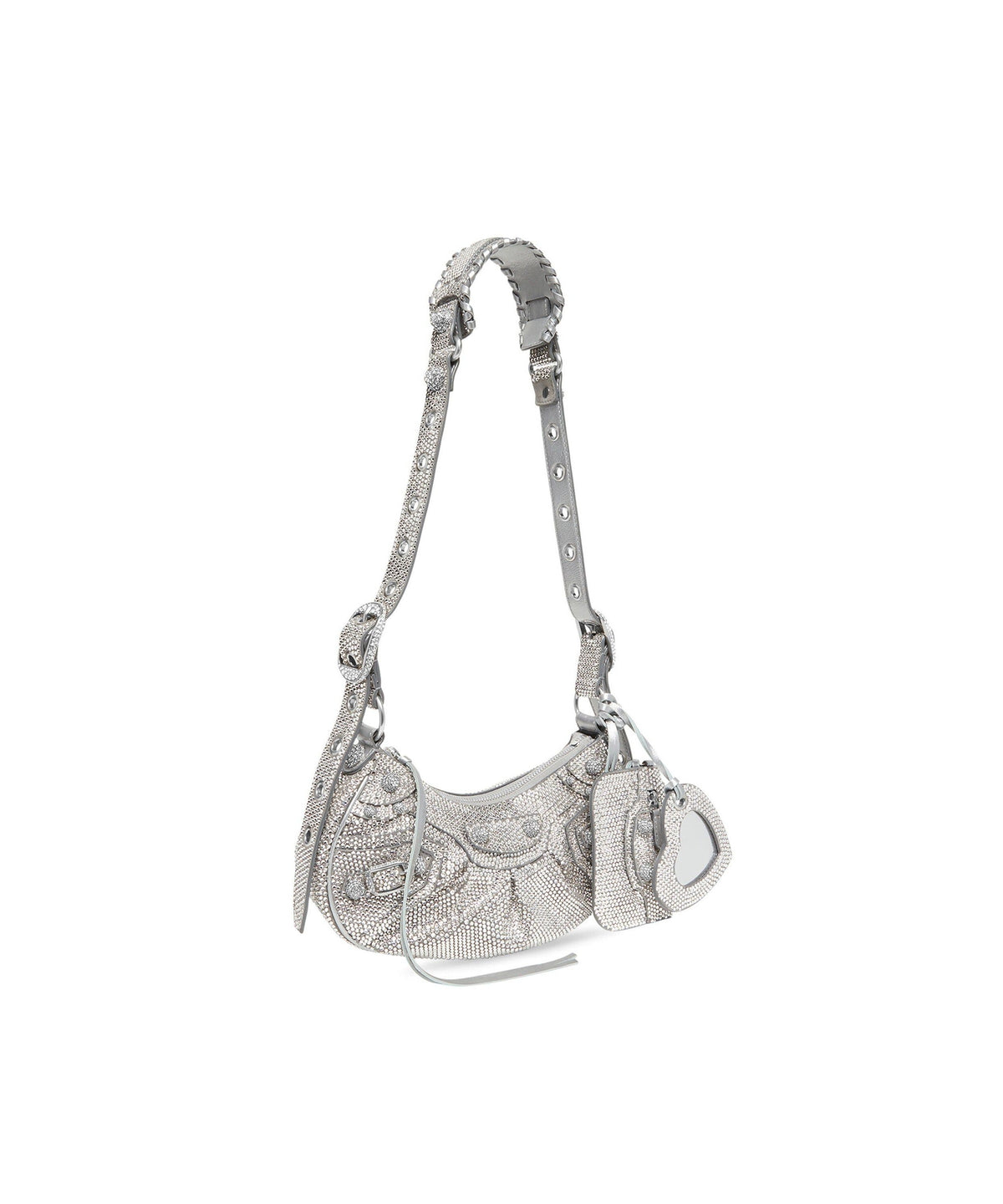 Le Cagole Shoulder Bag XS With Rhinestones - Smoke Grey