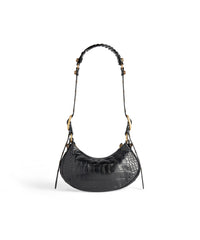 Le Cagole XS Shoulder Bag Crocodile Embossed - Black