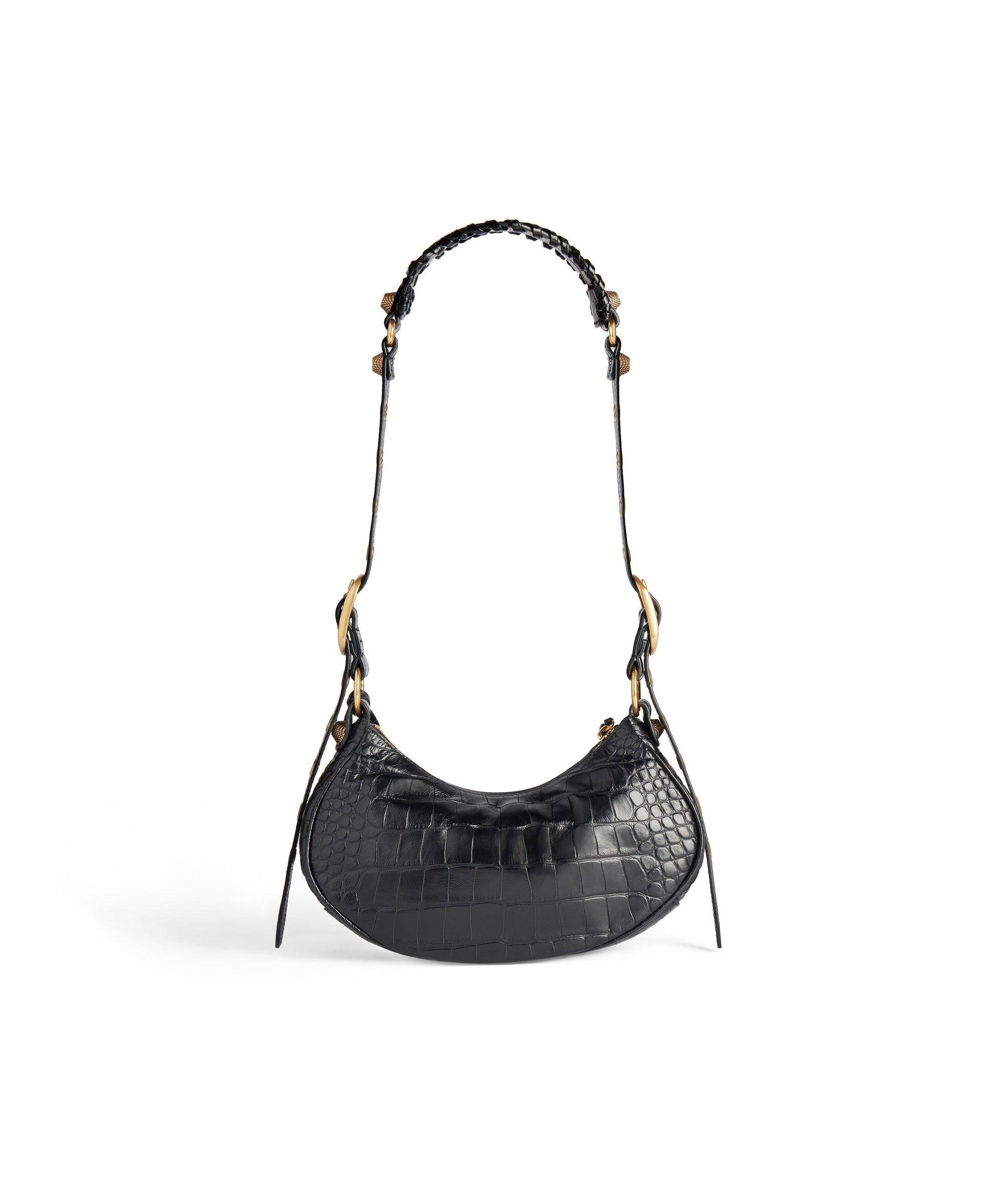 Le Cagole XS Shoulder Bag Crocodile Embossed - Black
