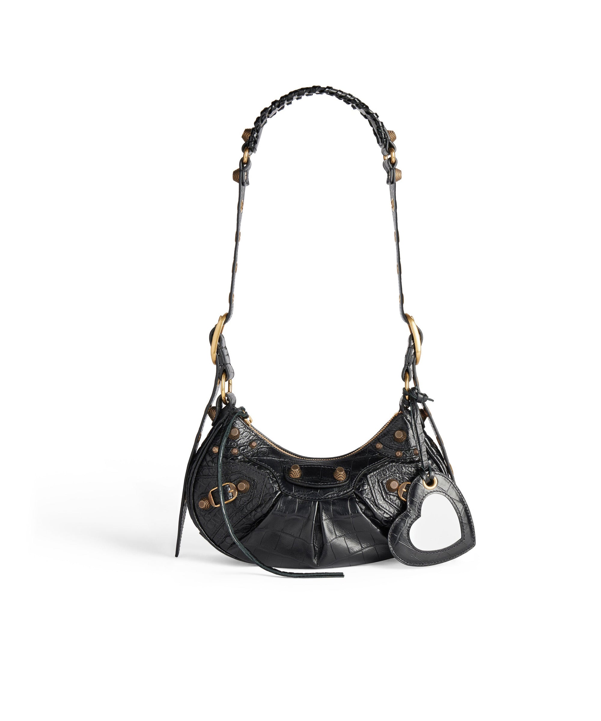 Le Cagole XS Shoulder Bag Crocodile Embossed - Black