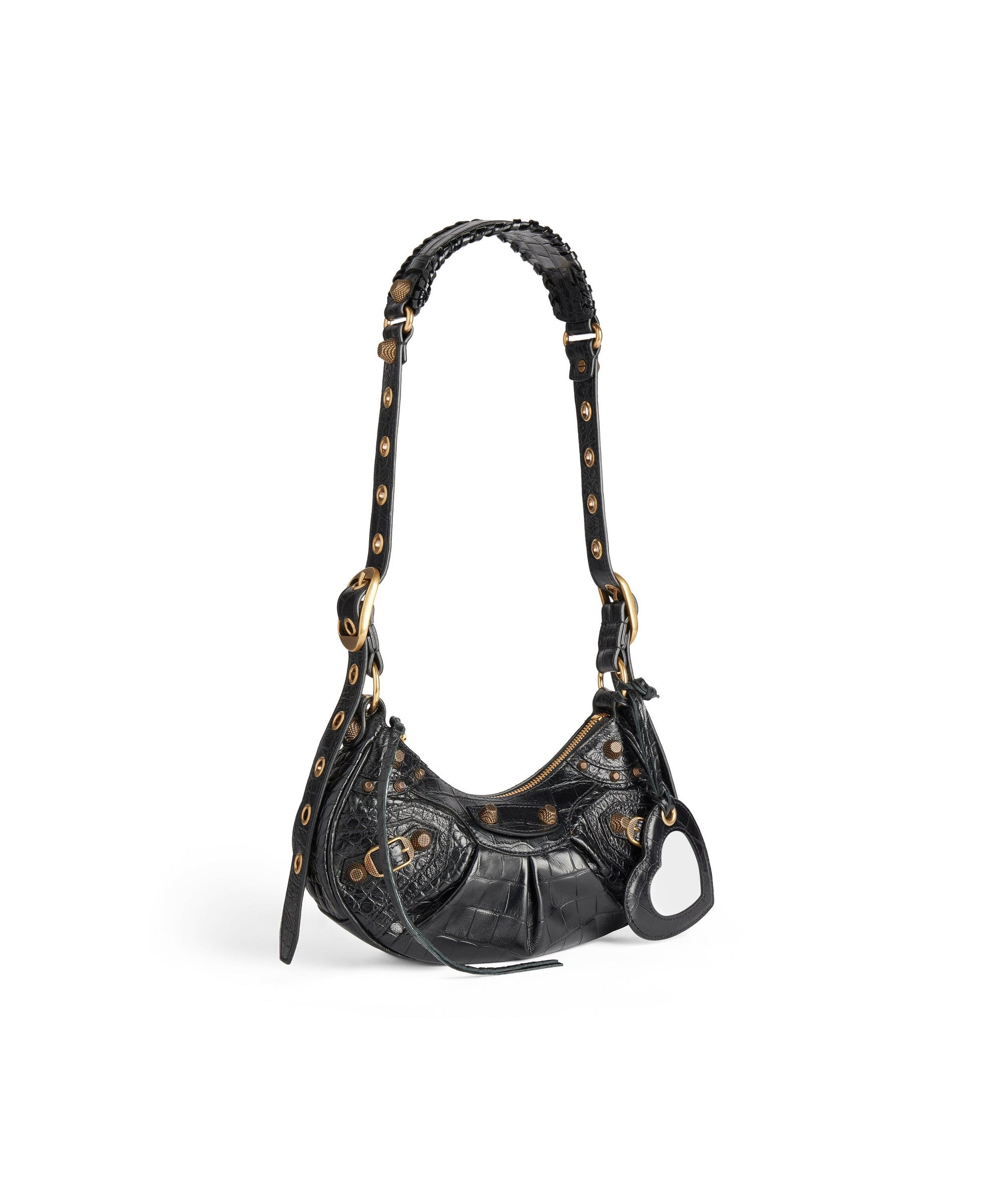 Le Cagole XS Shoulder Bag Crocodile Embossed - Black