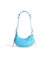 Le Cagole XS Shoulder Bag Crocodile Embossed - Sky Blue