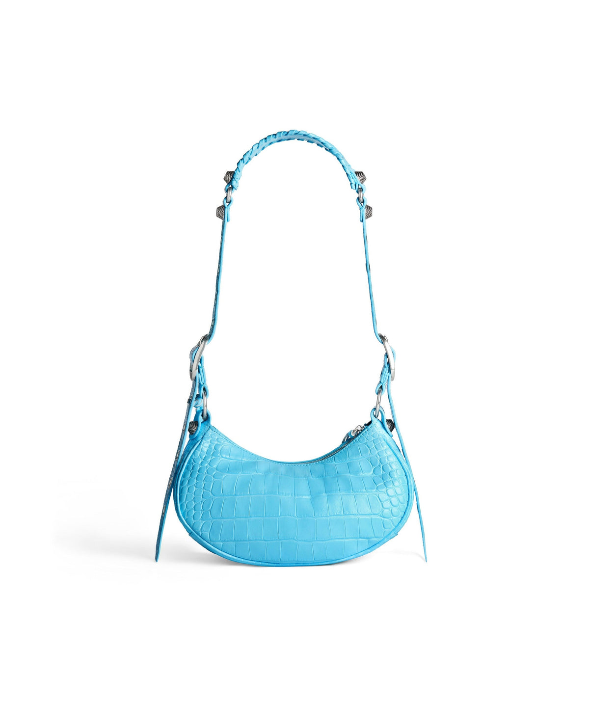 Le Cagole XS Shoulder Bag Crocodile Embossed - Sky Blue
