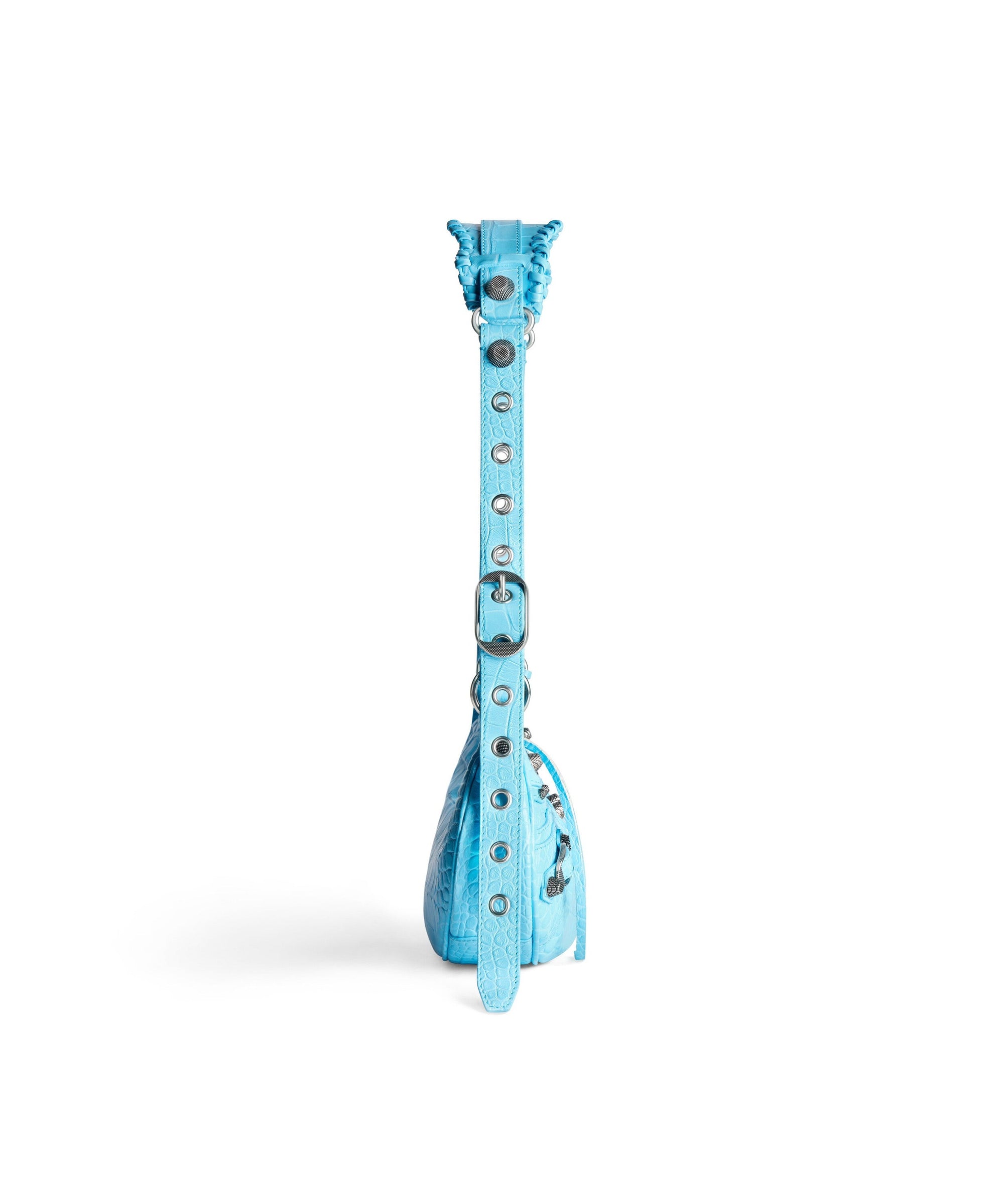 Le Cagole XS Shoulder Bag Crocodile Embossed - Sky Blue