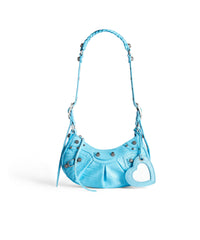 Le Cagole XS Shoulder Bag Crocodile Embossed - Sky Blue