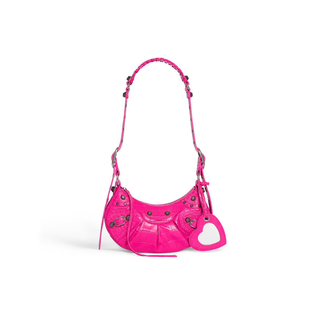 CAGOLE / Le Cagole XS Shoulder Bag Crocodile Embossed - Lipstick Pink
