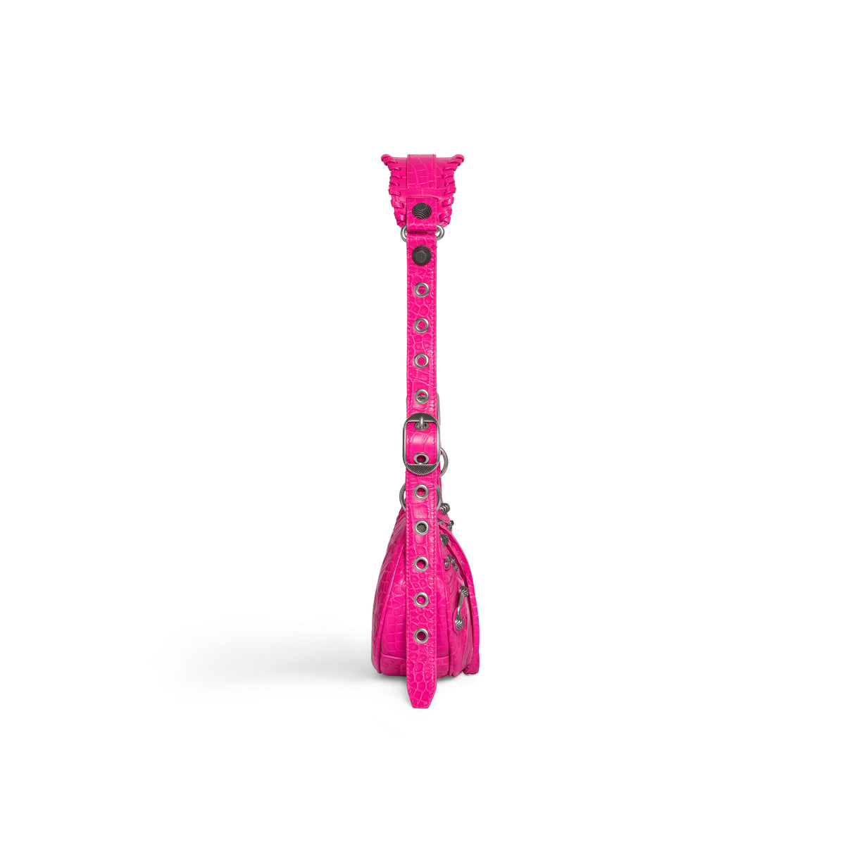 CAGOLE / Le Cagole XS Shoulder Bag Crocodile Embossed - Lipstick Pink