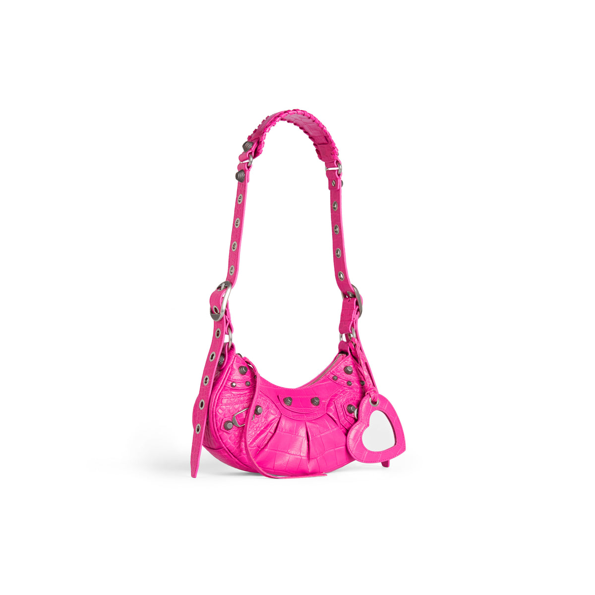 CAGOLE / Le Cagole XS Shoulder Bag Crocodile Embossed - Lipstick Pink