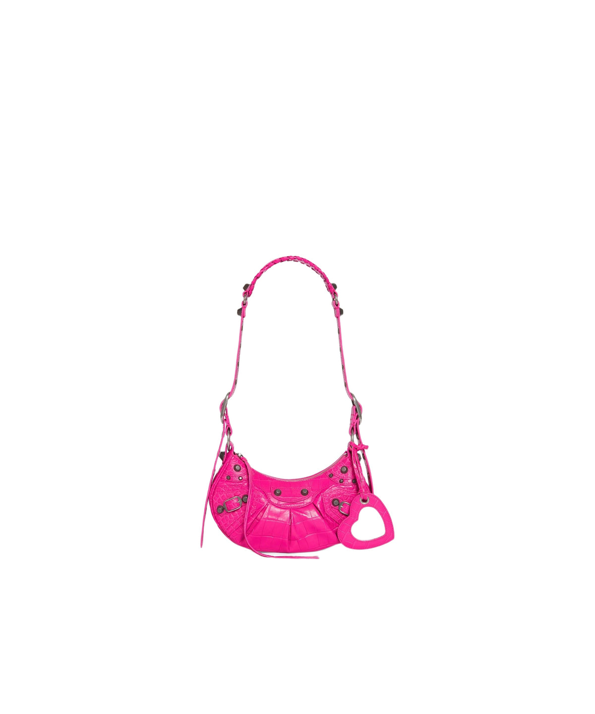 CAGOLE / Le Cagole XS Shoulder Bag Crocodile Embossed - Lipstick Pink