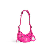 CAGOLE / Le Cagole XS Shoulder Bag Crocodile Embossed - Lipstick Pink