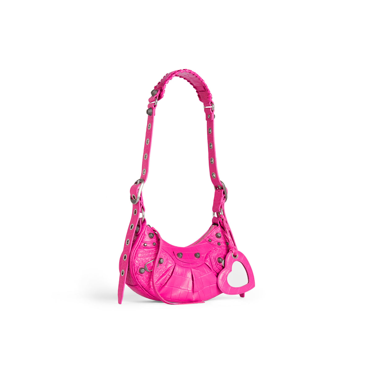 CAGOLE / Le Cagole XS Shoulder Bag Crocodile Embossed - Lipstick Pink