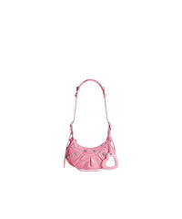 CAGOLE / Le Cagole XS Shoulder Bag Crocodile Embossed With Rhinestones - Sweet Pink