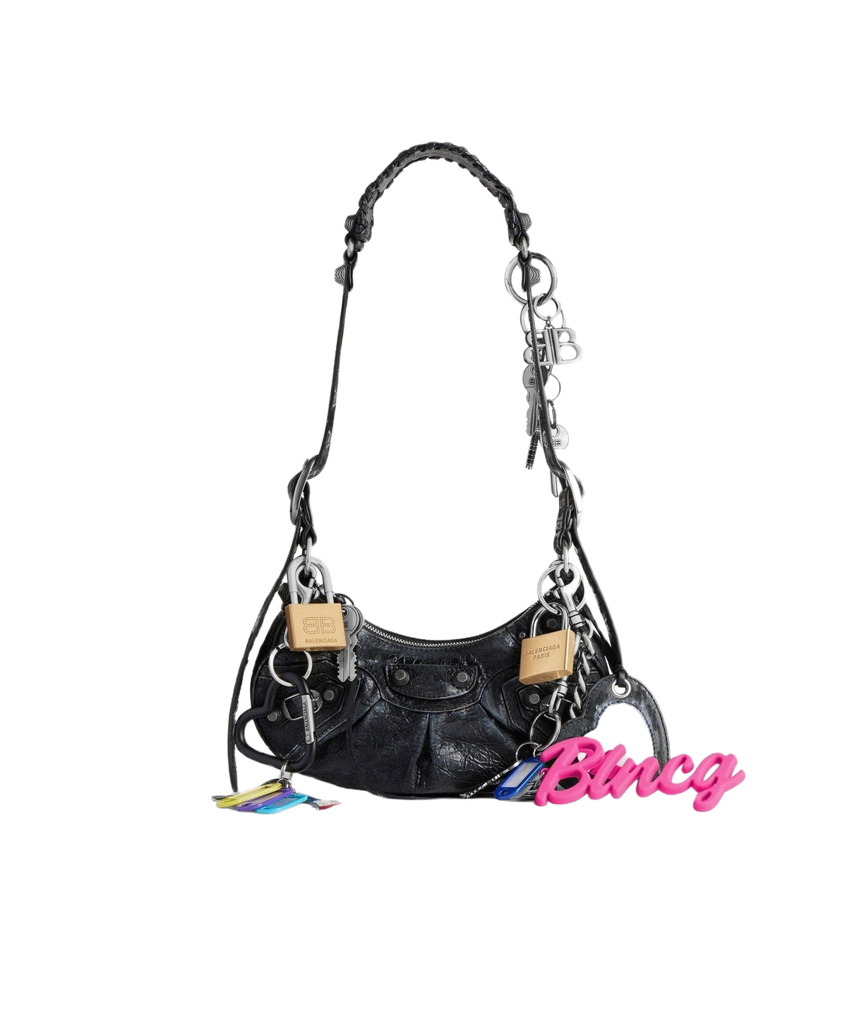 Le Cagole Shoulder Bag XS With Charms - Black
