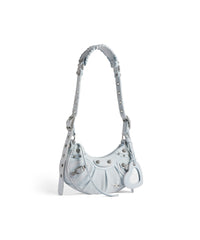 Le Cagole XS Shoulder Bag Denim With Rhinestones - Pale Blue