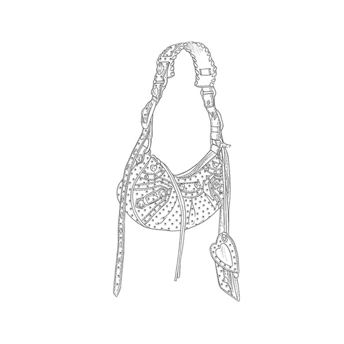 Le Cagole XS Shoulder Bag Denim With Rhinestones - Black