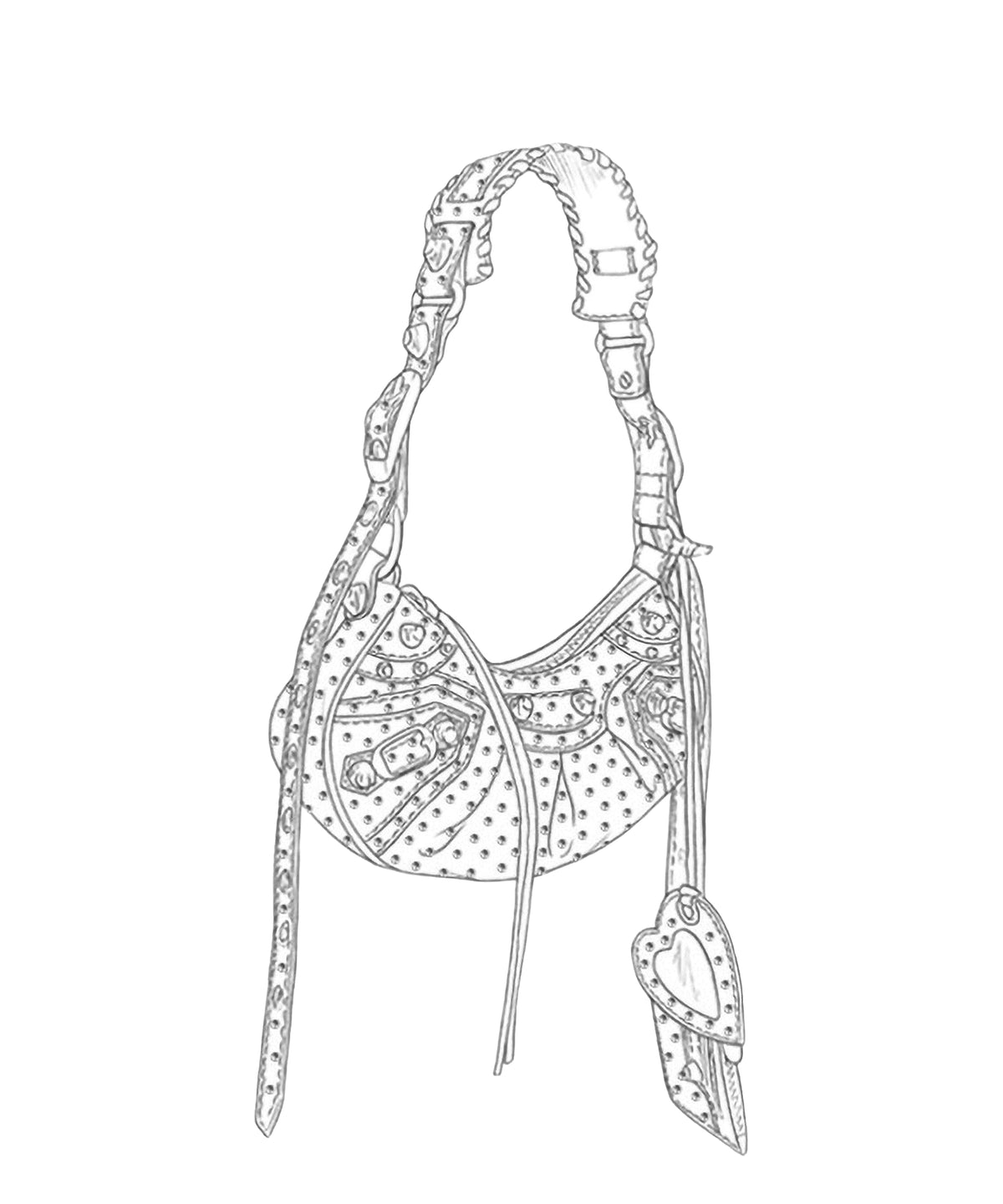 Le Cagole XS Shoulder Bag Denim With Rhinestones - Black