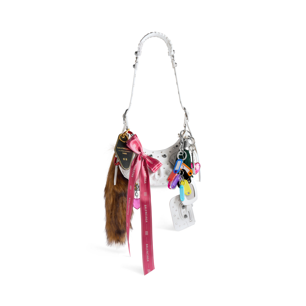 Le Cagole Collector XS Shoulder Bag With Rhinestones - Optic White