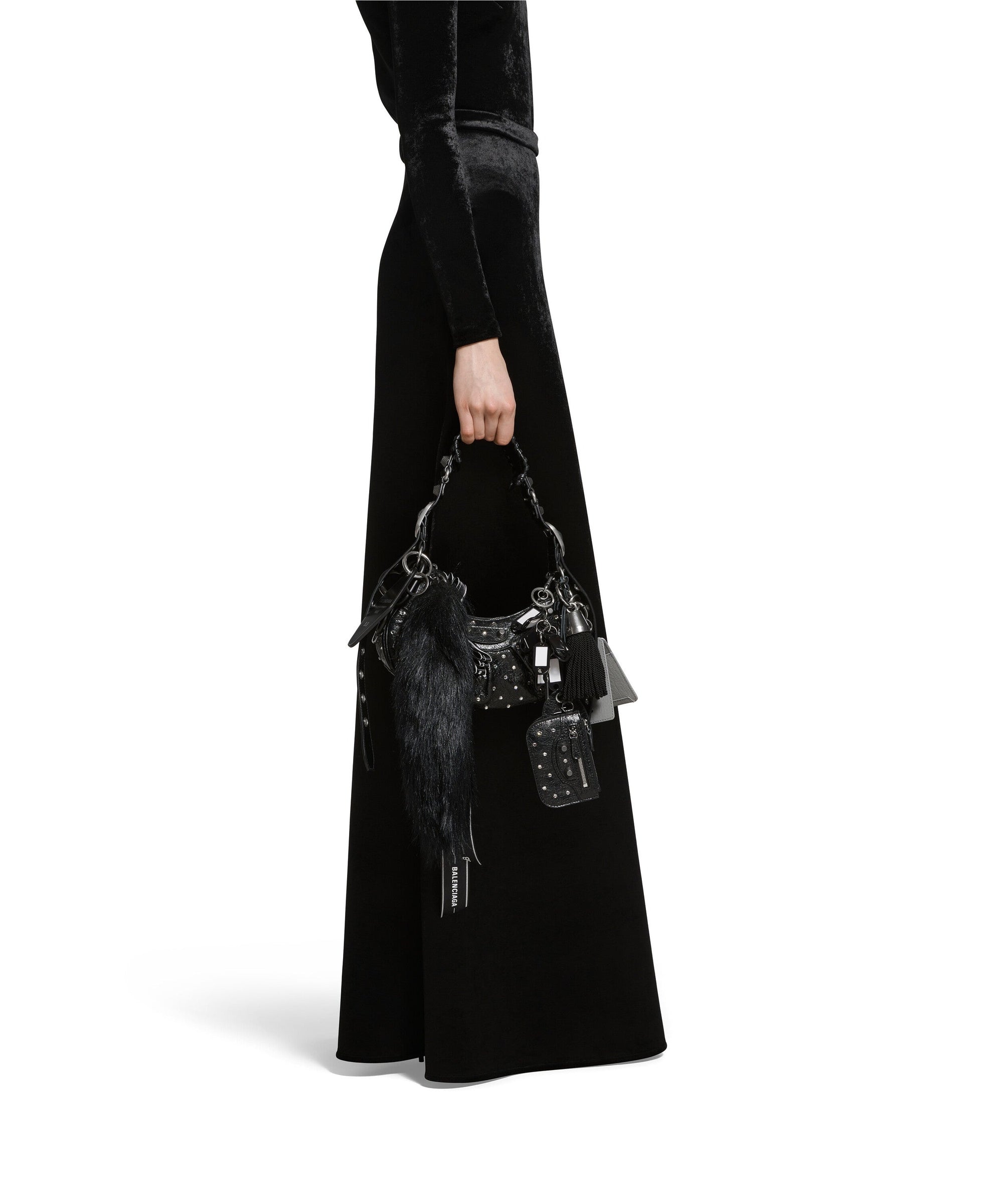Le Cagole Collector Shoulder Bag XS With Charms - Black