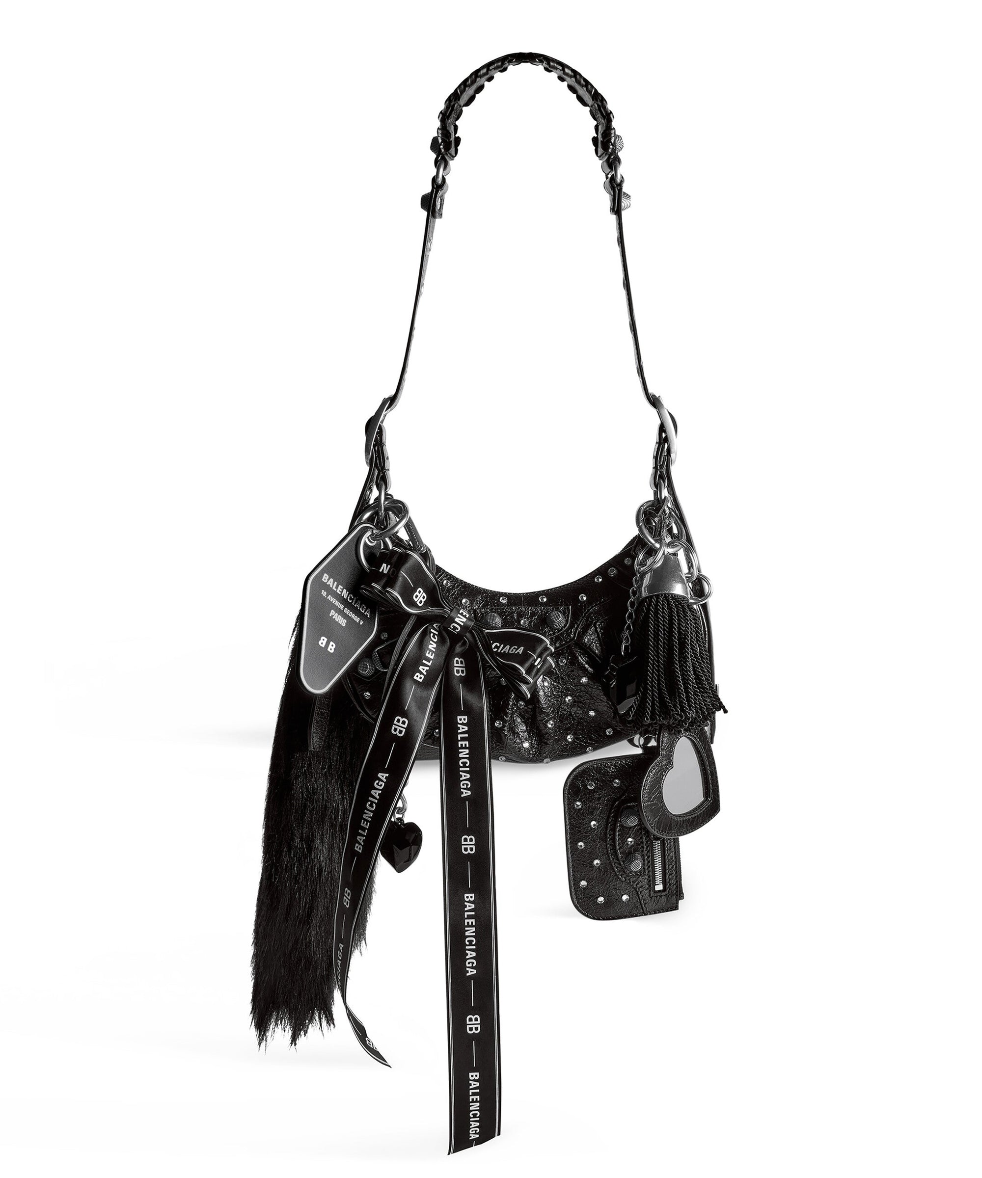 Le Cagole Collector Shoulder Bag XS With Charms - Black