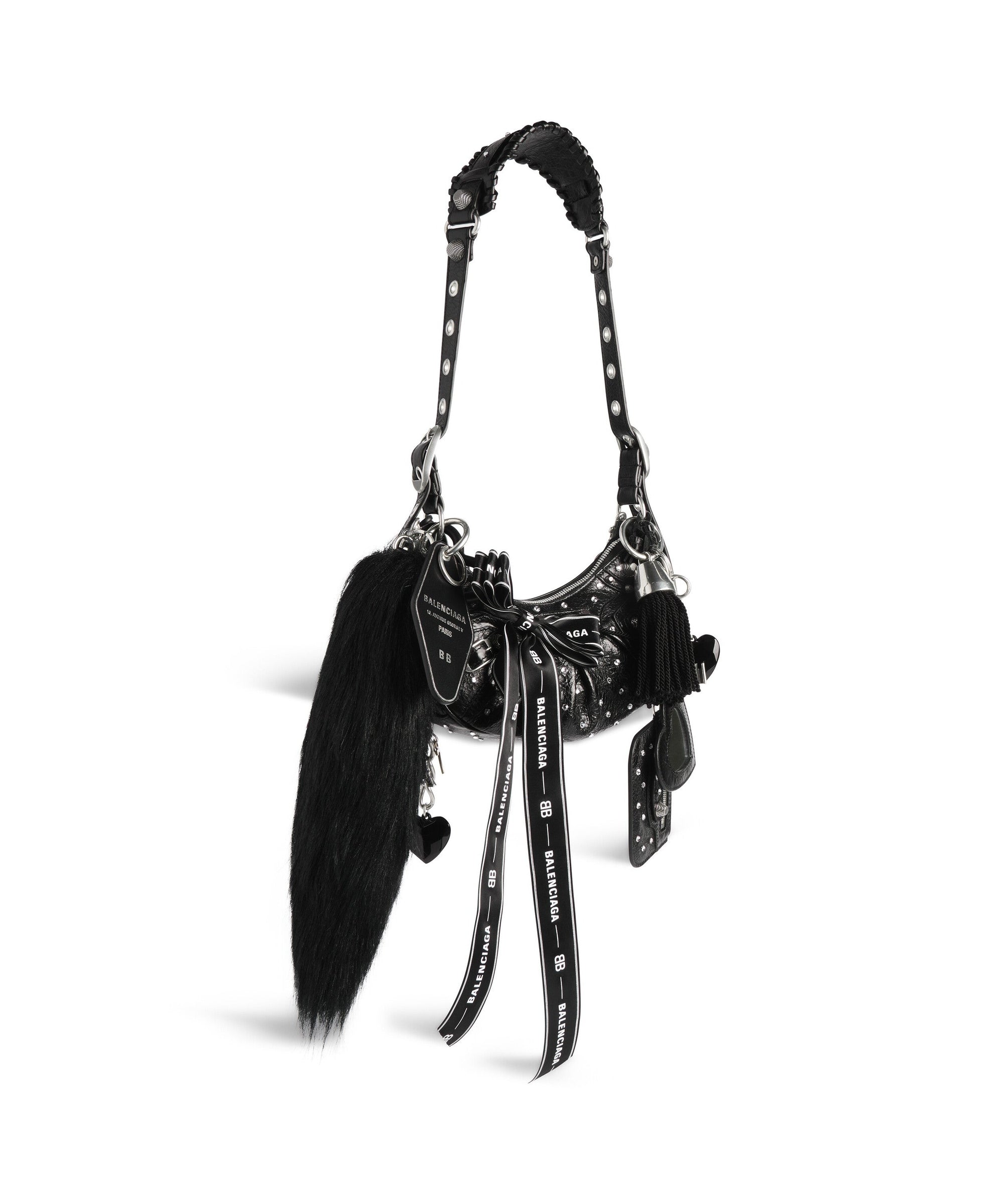 Le Cagole Collector Shoulder Bag XS With Charms - Black