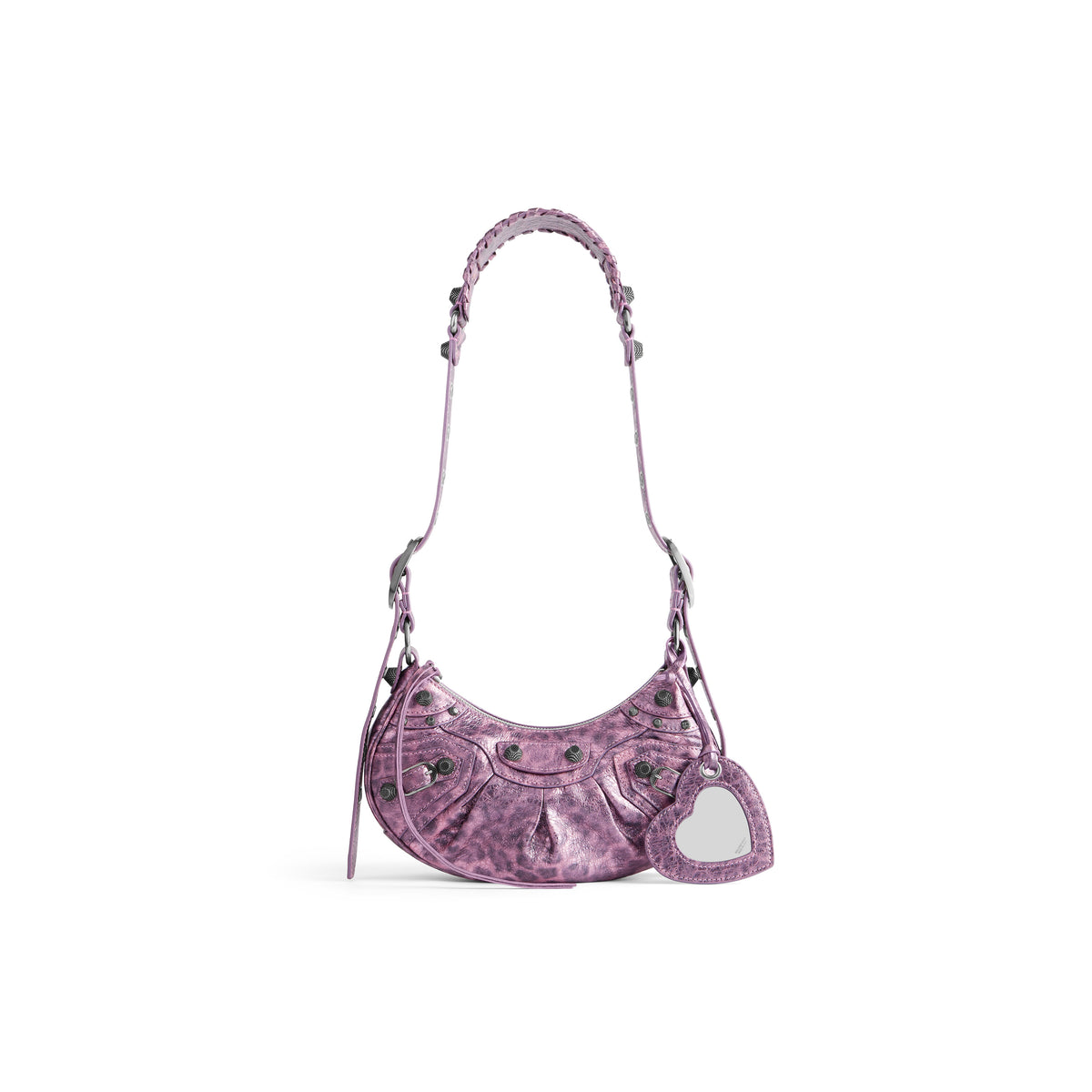 Le Cagole XS Shoulder Bag Metallized With Leopard Print - Pink